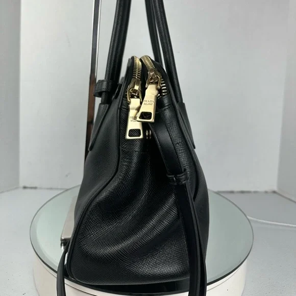 PRADA LEATHER 2-WAY GALLERIA SATCHEL BLK - Picture 5 of 16